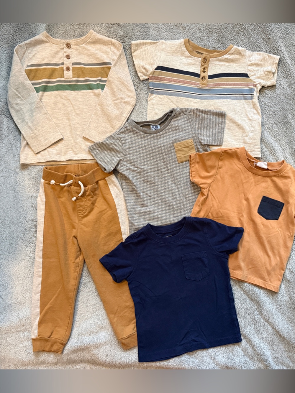 Little Lad Casual Tee & Pants Set - Navy, Tan, Gray, Cream